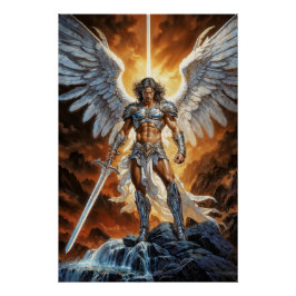 Póster Vanguardia Dorada del Cielo Arcángel Miguel