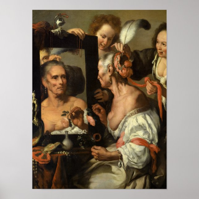 Póster Vanitas, la vieja coqueta de Bernardo Strozzi (Frente)