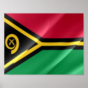 Póster Vanuatu - Bandera onduladora -