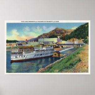 Póster Vapor de OregonLake Bonneville atracado en