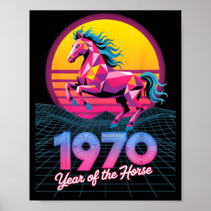 Póster Vaporwave 2026 Año del Caballo 1978 Cumpleaños 48