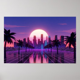 Póster Vaporwave Cityscape