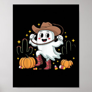 Póster Vaqueiro Divertido Fantasma de Halloween Western O