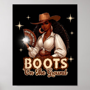 Póster Vaquera con Botas en el Suelo Chica Negra Occident