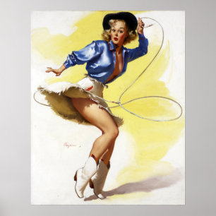 Póster Vaquera con Lasso Pin Up