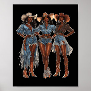 Póster Vaquera Negra Estadounidense Africana Occidental P