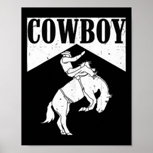 Póster Vaquera niña Rodeo País de Caballo Motociclista Oc