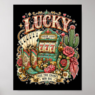Póster Vaquera occidental de Las Vegas afortunada Rodeo T
