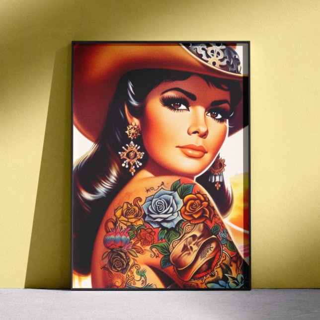 Póster Vaquera Tatuada Vintage (Subido por el creador)