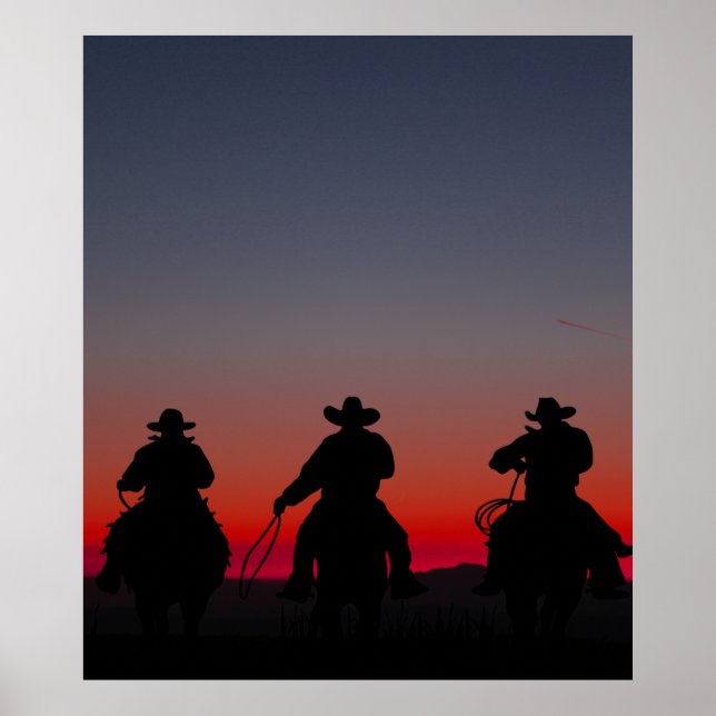 Póster vaquero al atardecer (Frente)