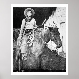 Póster Vaquero americano en Kansas, c.1880 (foto de b/w)
