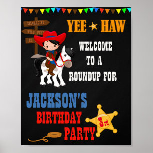 Póster Vaquero bienvenido fiesta signo poster de bienveni