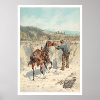 Póster Vaquero con caballo en Arroyo (1324)