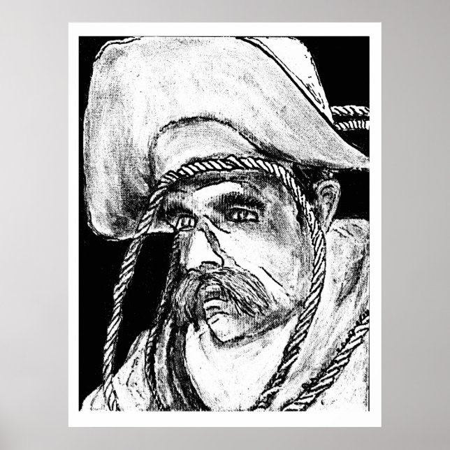 Póster Vaquero con Rope B&W 2 jGibney El MUSEO Zazzle (Frente)