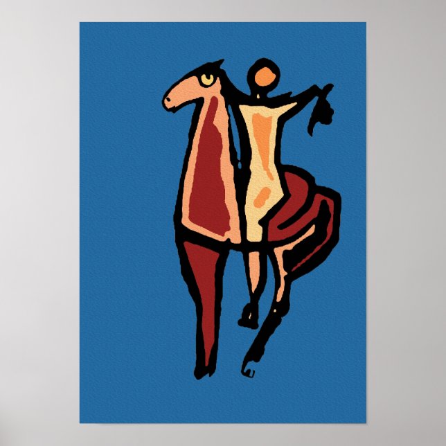 Póster Vaquero en caballo Resumen 2 (Frente)