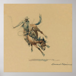 Póster Vaquero en un caballo bronco #3 de Edward Borein