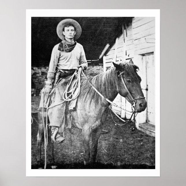 Póster Vaquero estadounidense en Kansas, c.1880 (foto de  (Frente)