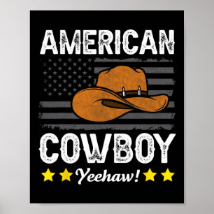Póster Vaquero estadounidense Rodeo Bandera Americana Vin