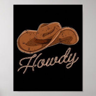 Póster Vaquero Gorra Howdy Western Country Cowboy