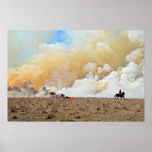 Póster Vaquero iniciando una quema controlada (Frente)