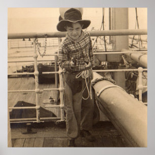 Póster Vaquero juvenil a bordo de 1935