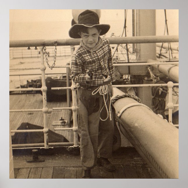Póster Vaquero juvenil a bordo de 1935 (Frente)