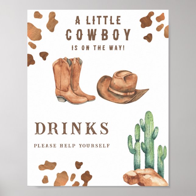 Póster Vaquero - Las bebidas se ayudan a sí mismas Poster (Frente)