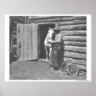 Póster Vaquero leyendo una carta.