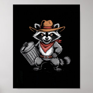 Póster Vaquero Mapache Salvaje y Desquiciado Puede Panda 