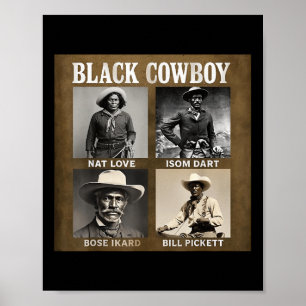 Póster Vaquero Negro Rodeo Occidental Melanina Historia N