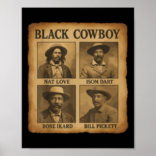 Póster Vaquero Negro Rodeo Occidental Melanina Historia N