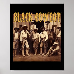 Póster Vaquero Negro Rodeo Occidental Melanina Historia N