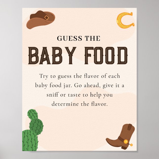 Póster Vaquero occidental adivina juego de Baby Shower de (Frente)