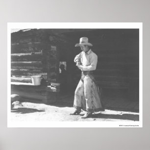 Póster Vaquero que come de una manteca de cacahuete Can.