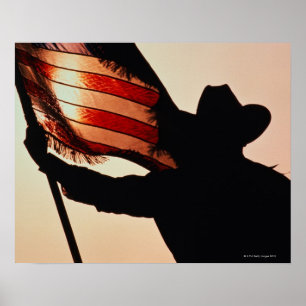 Póster Vaquero que detiene a las barras y estrellas,