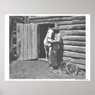 Póster Vaquero que lee una letra