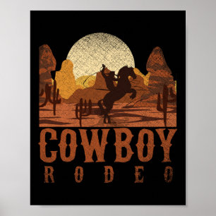 Póster Vaquero Rodeo Oeste Texan Regalo Horseck Vaca
