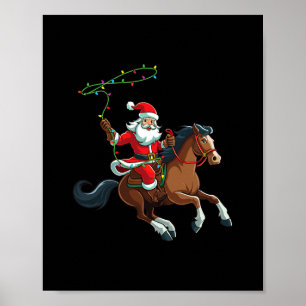 Póster vaquero santa montando a caballo navidades diverti