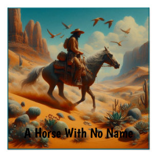 Póster Vaquero solitario en cañón del desierto - Arte occ