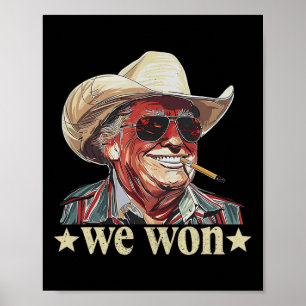 Póster Vaquero Trump Occidental Ganamos Bandera Americana
