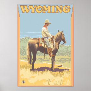 Póster Vaquero (vista lateral) Wyoming