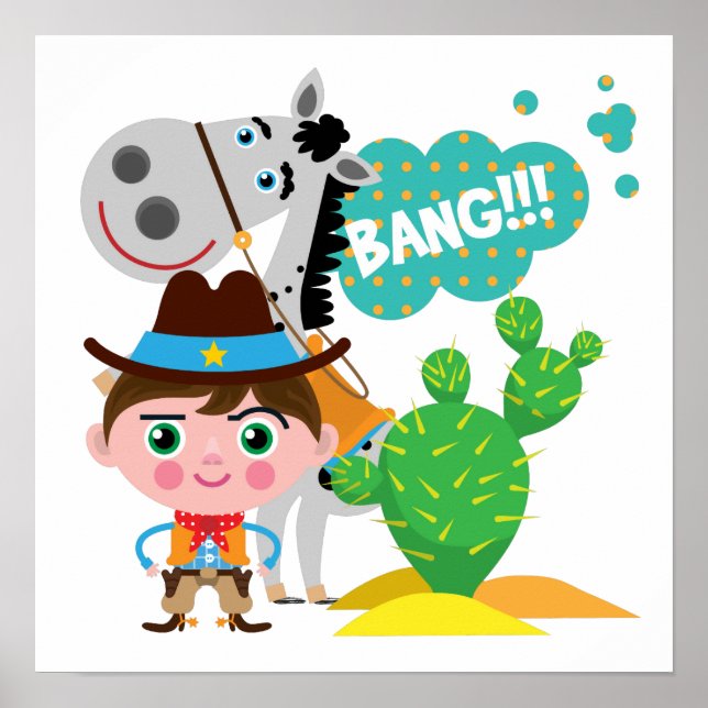 Póster Vaquero y caballo (Frente)