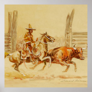 Póster Vaquero y Steer por Edward Borein