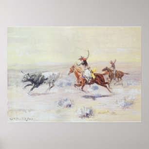 Póster Vaqueros del triángulo de la barra por cm Russell