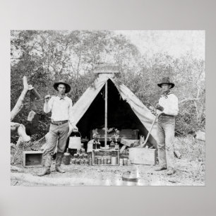 Póster Vaqueros en el campamento, 1890. Foto antigua