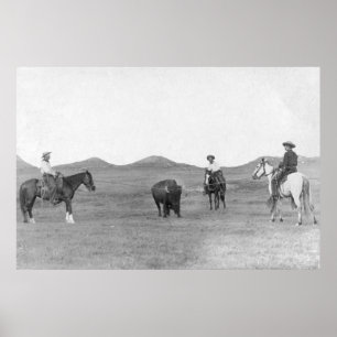 Póster Vaqueros en los caballos Roping la fotografía del