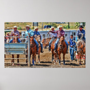 Póster Vaqueros en un poster del rodeo
