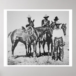 Póster Vaqueros negros en Bonham, Tejas, c.1890 (foto de