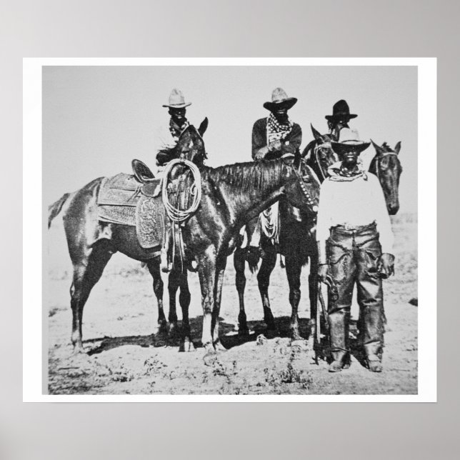 Póster Vaqueros negros en Bonham, Texas, c.1890 (foto de  (Frente)