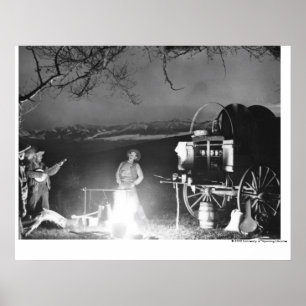 Póster Vaqueros que juegan y que cantan alrededor de una